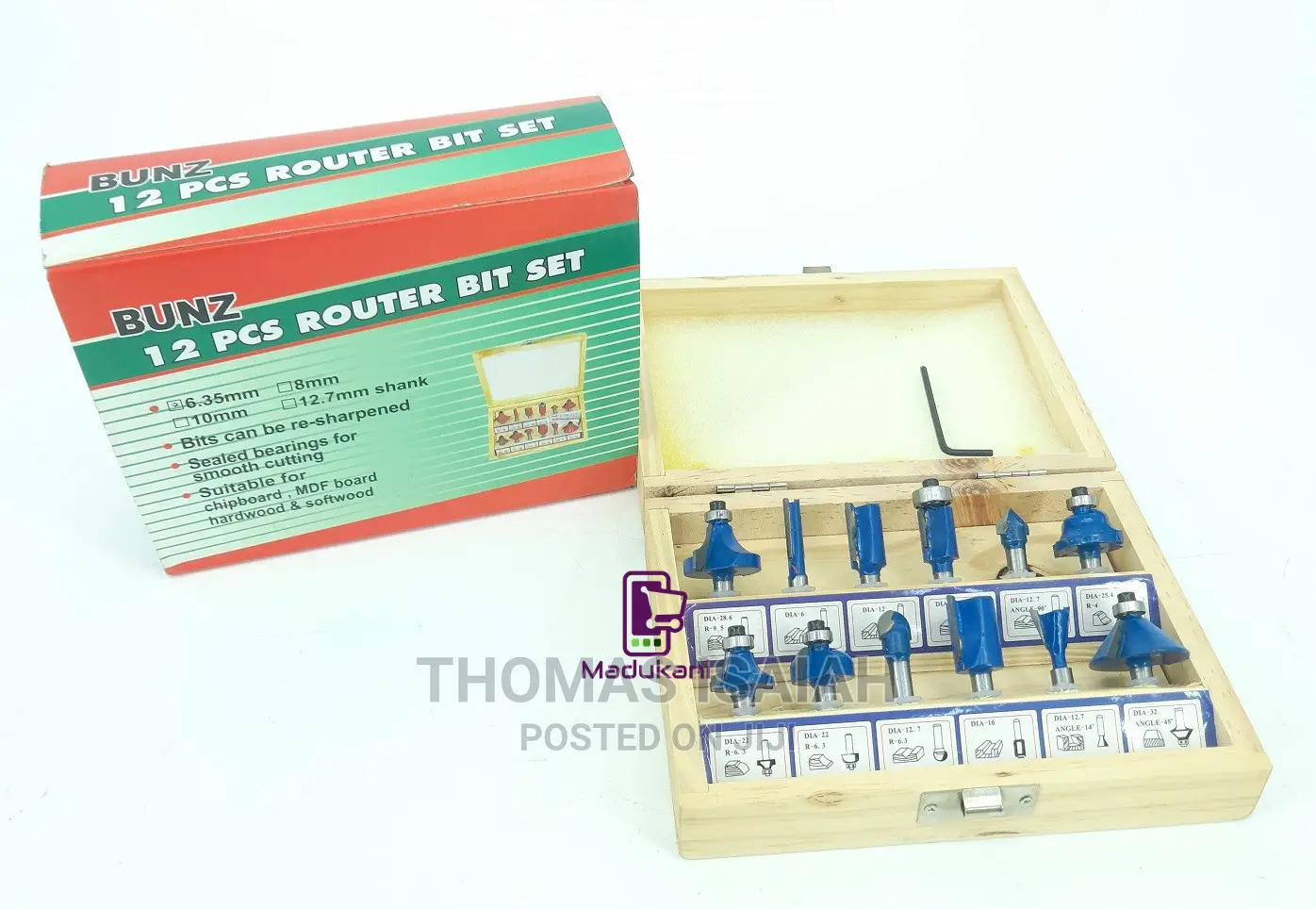 12PCS Router Bit Set 6.35mm Shank