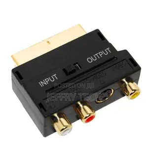 Mini Scart Plug To 3x RCA Phone AV TV DVD Converter Adapter