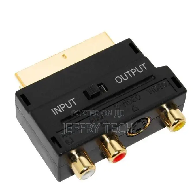 Mini Scart Plug To 3x RCA Phone AV TV DVD Converter Adapter