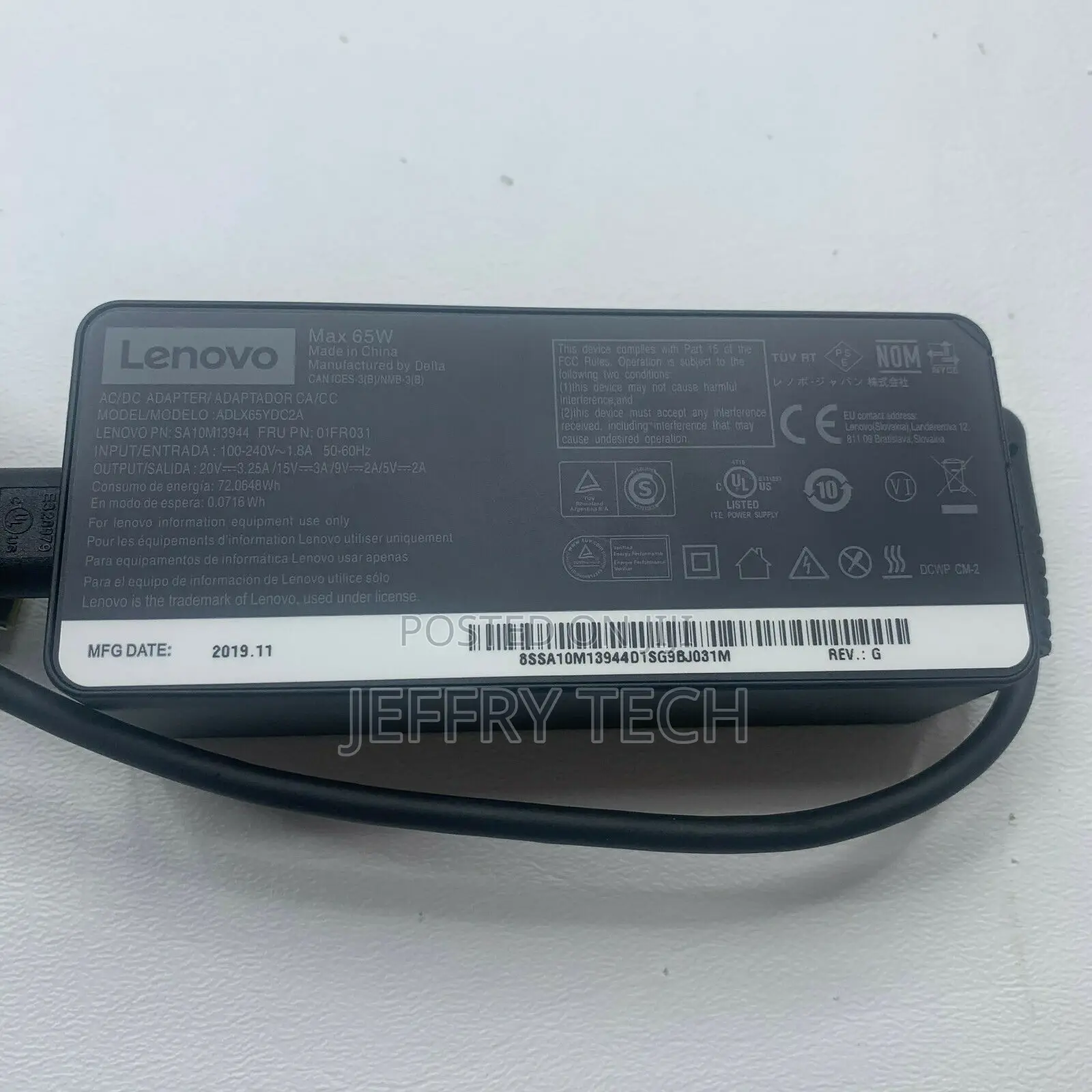 Lenovo Thinkpad 65 Watt 20V 3.25A Type-C USB AC Adapter