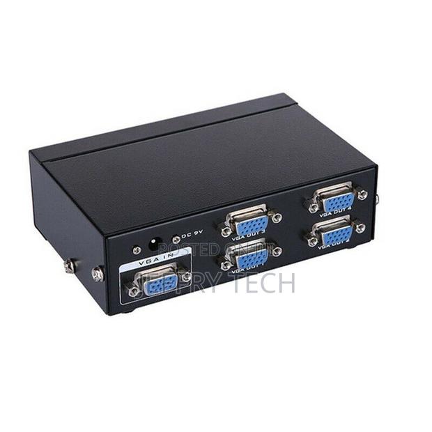 1 PC to 4 Port VGA Video Monitor Splitter Box With AC Adapte