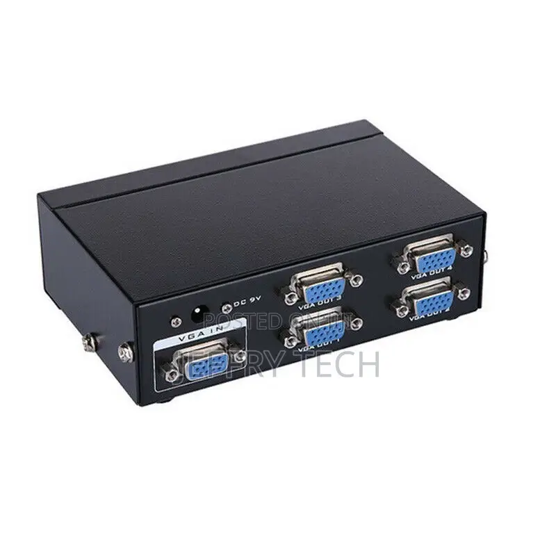 1 PC to 4 Port VGA Video Monitor Splitter Box With AC Adapte