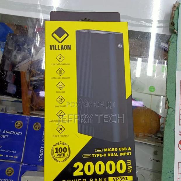 VILLAON 20000MAH Power Bank, Black. - main view