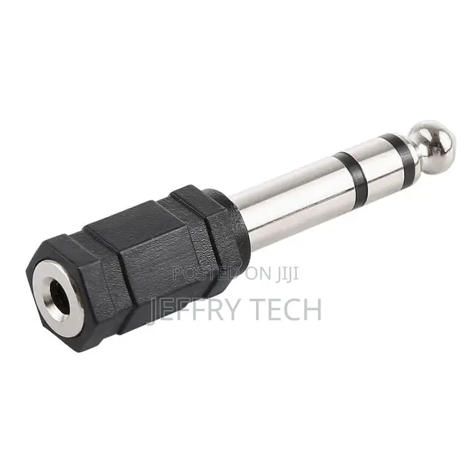 6.35mm Male to 3.5mm Stereo Jack Adaptor Socket Adapter(Bla