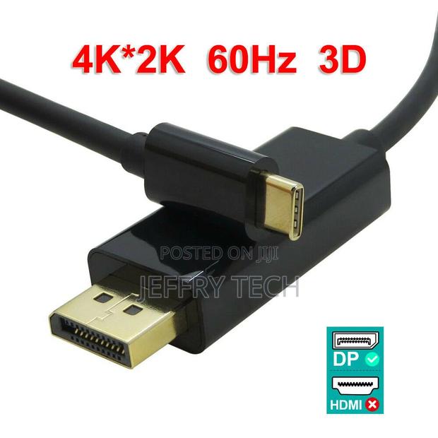 USB Type C Thunderbolt 3 to Displayport Adapter Cable 4K at 60H - thumbnail 2