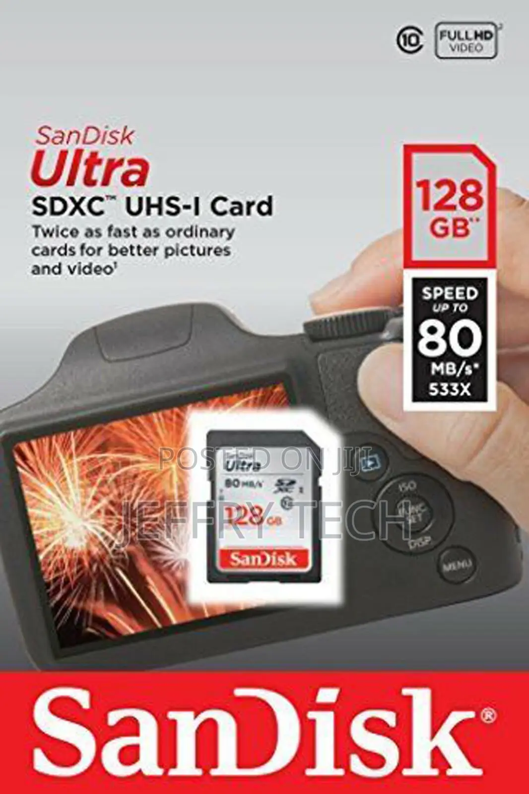 Sandisk 128GB Ultra Fast SDXC SDUNC Class 10 UHS-I 80mb/S SD