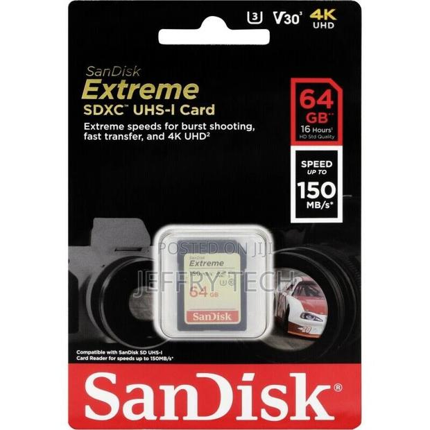 Sandisk Extreme SDXC 64GB Digital Memory Card UHS-I U3 150MB