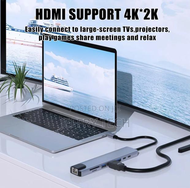 8 in 1 USB 3.0 Hub for Laptop Adapter PC Computer HDMI TF/SD - main view