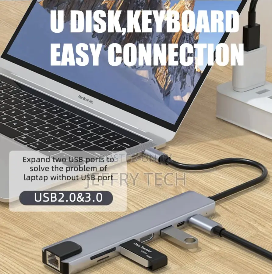 8 in 1 USB 3.0 Hub for Laptop Adapter PC Computer HDMI TF/SD