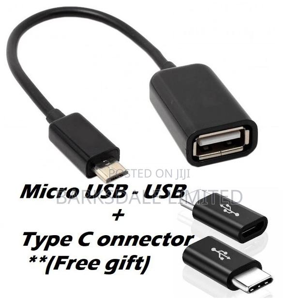 Micro USB Type B Adapter OTG Cable +GIFT Connector Black