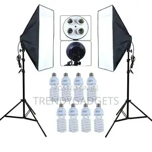 4-Socket E27 Softbox Lamp Holder Light Stands