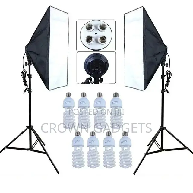 4-Socket E27 Softbox Lamp Holder Light Stands