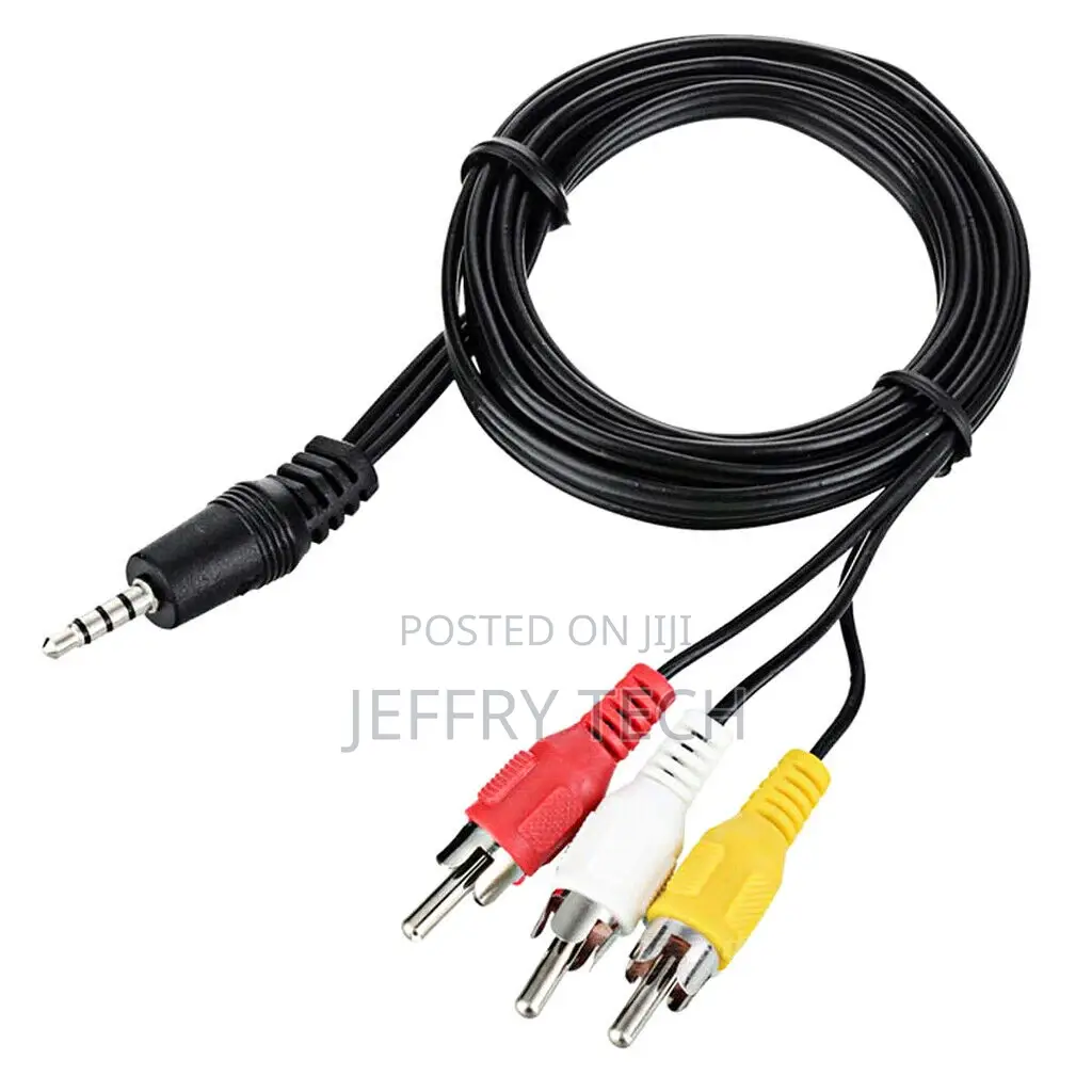 3.5mm 4 Pole Jack Plug to 3 RCA/PHONO Male AV Cable/Lead Car