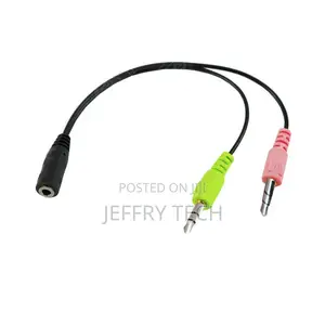 18cm 3.5mm Stereo Socket on 2x Jack Plug PC Headphones + Mic