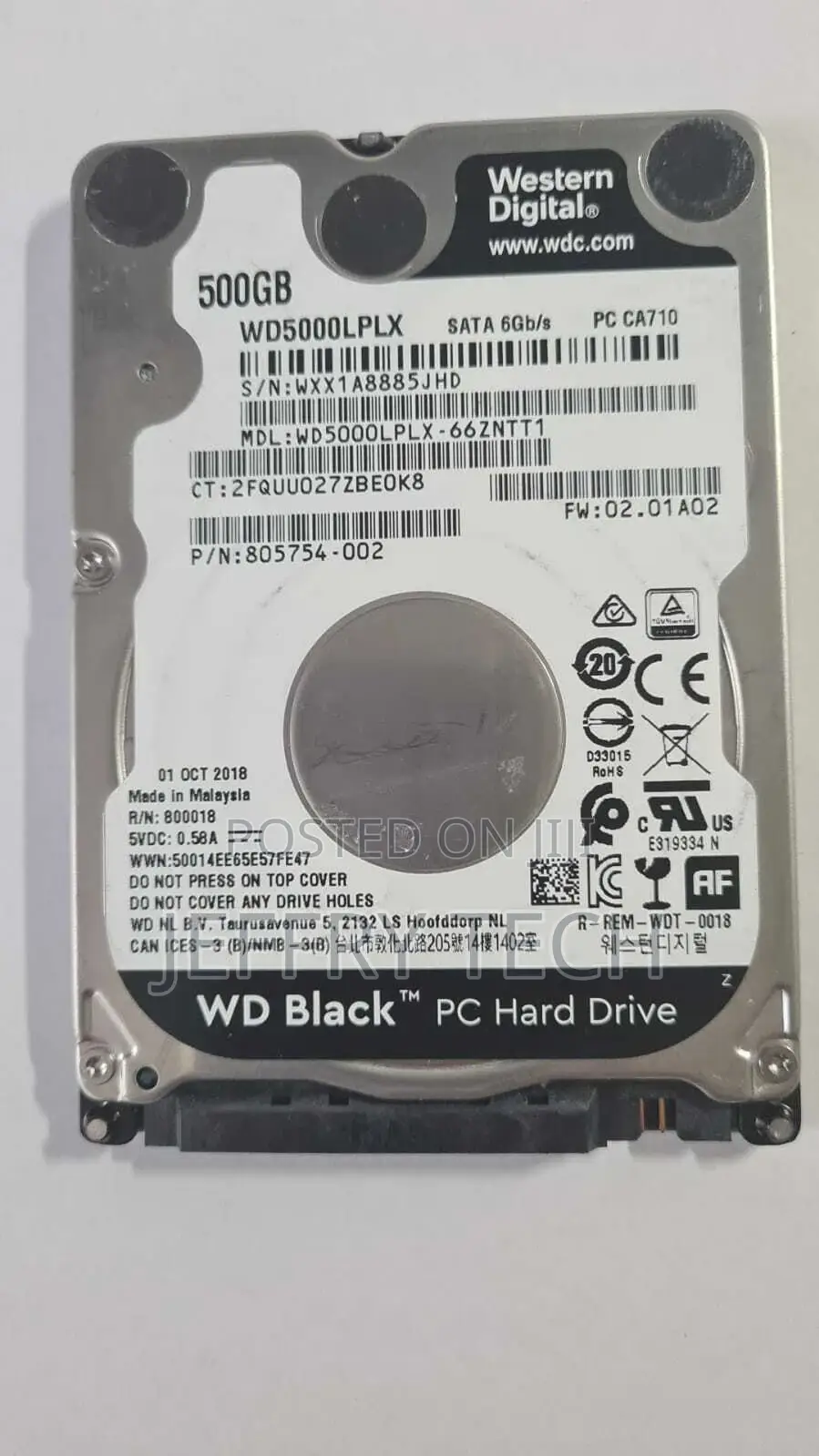 500GB Hdd 2.5 Seagate WD Toshiba Removed From Windows 10 PC
