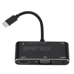 USB 3.1 Type-C to HDMI VGA 3.5mm Audio USB Splitter Hub Adap