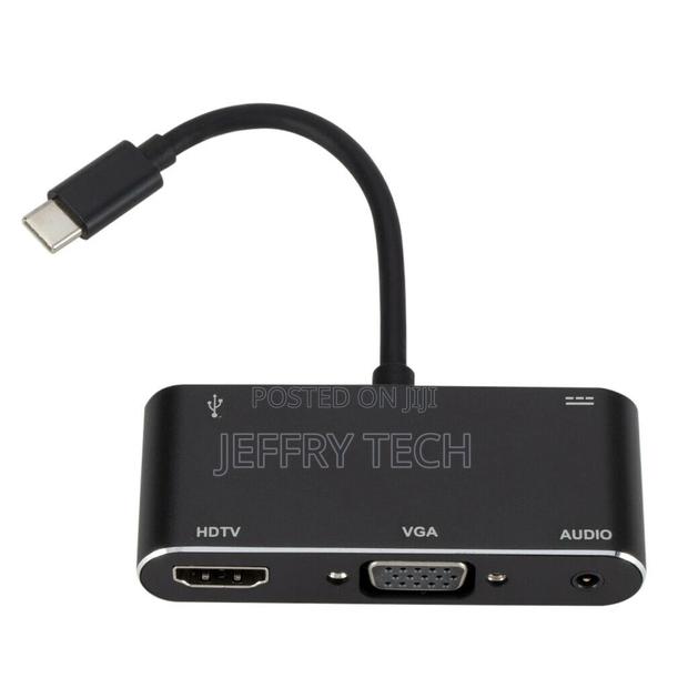 USB 3.1 Type-C to HDMI VGA 3.5mm Audio USB Splitter Hub Adap - thumbnail 2