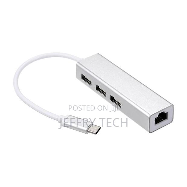 USB 2.0 Type-C 3 Port HUB Fast Ethernet Adapter