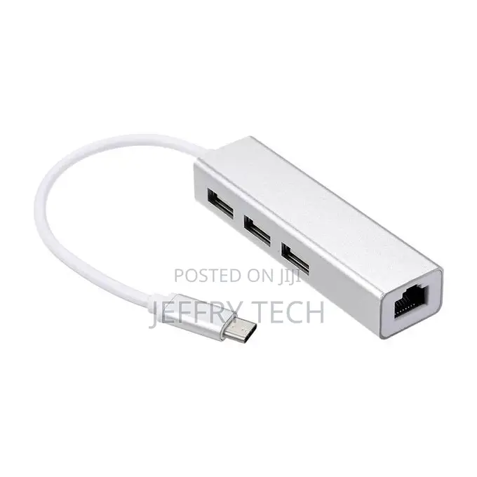 USB 2.0 Type-C 3 Port HUB Fast Ethernet Adapter