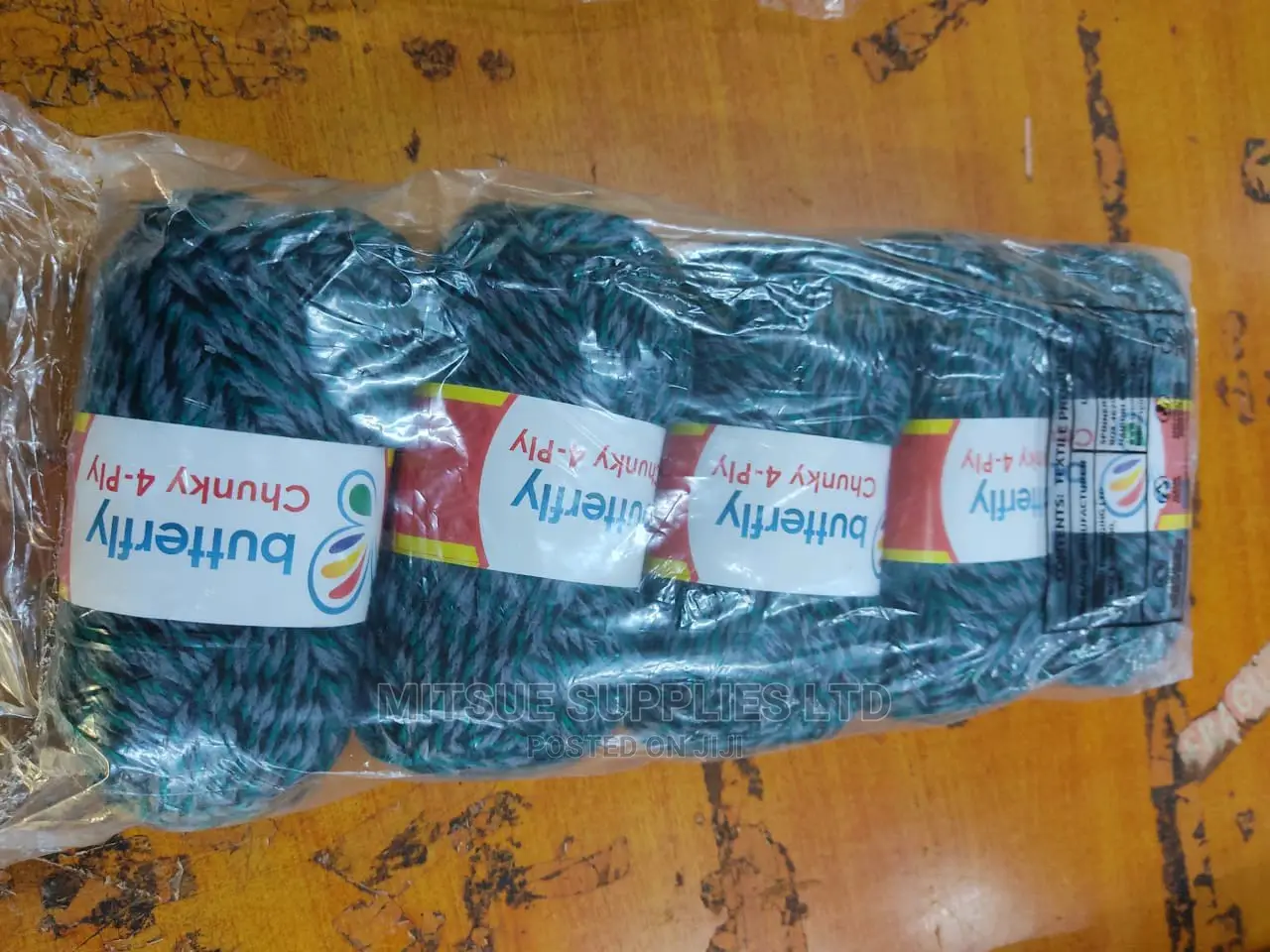 5 Black, Teal Grey Chunky Rainbow Yarns