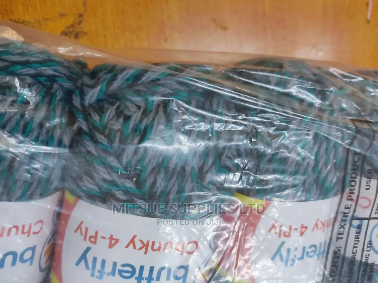 5 Black, Teal Grey Chunky Rainbow Yarns