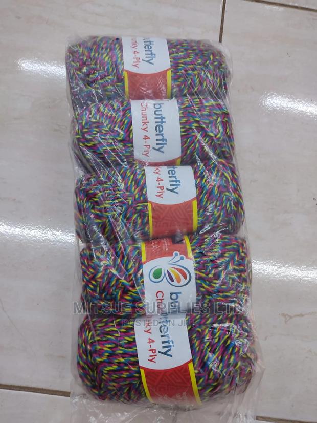 5 Yellow, Pink, Blue Black Rainbow Chunky Knitting Yarn