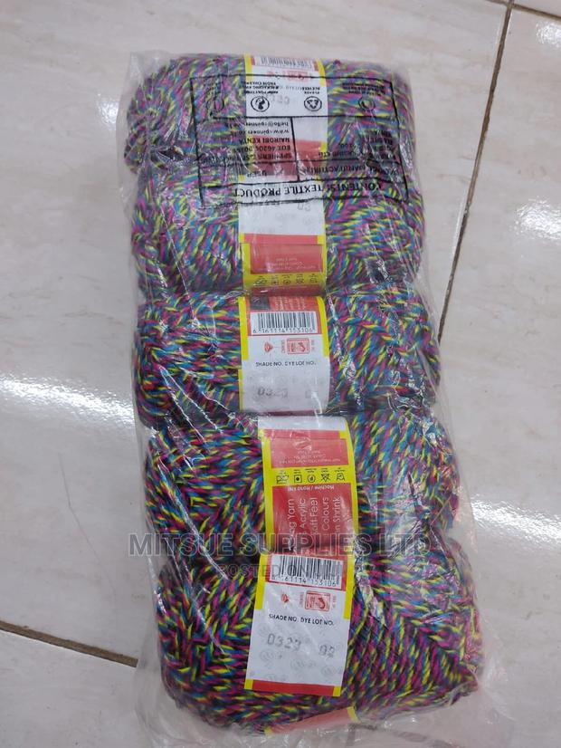 5 Yellow, Pink, Blue Black Rainbow Chunky Knitting Yarn - thumbnail 3