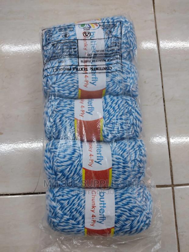 5 White, Baby Blue, Blue Rainbow Chunky Yarn - main view