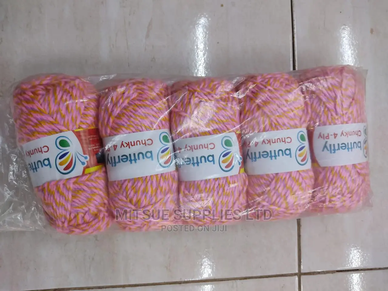 5 Baby Pink, Yellow Lavender Rainbow Chunky Yarns