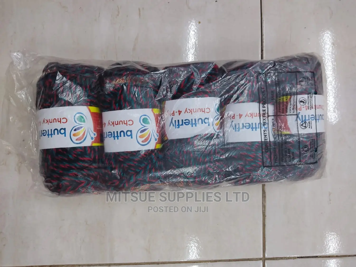 5 Teal, Red Black Rainbow Chunky Yarns