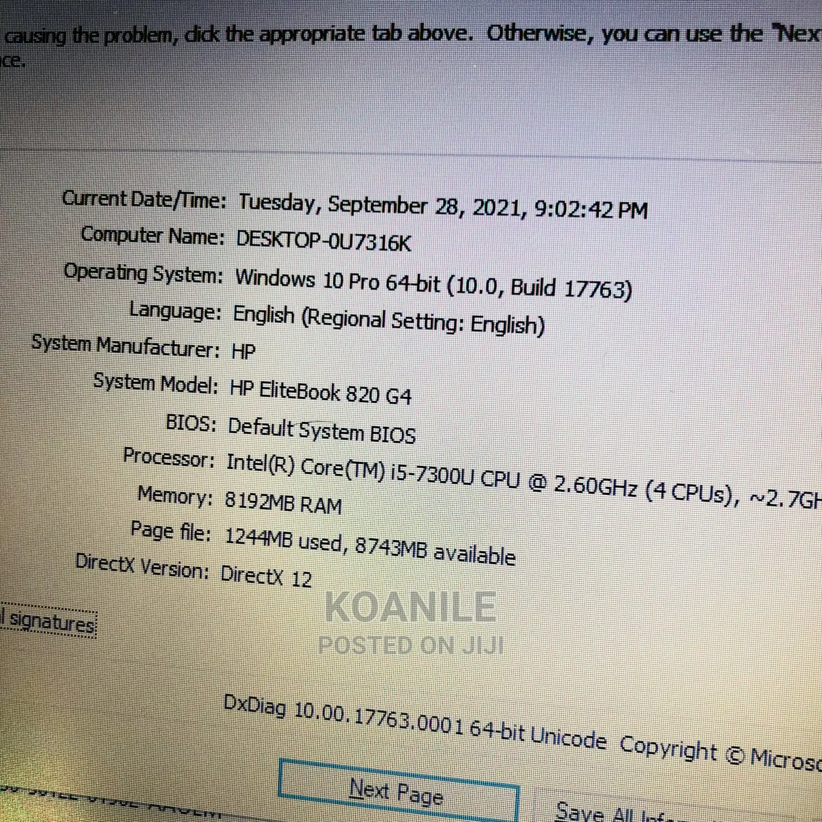 New Laptop HP EliteBook 820 G4 8GB Intel Core I5 SSD 256GB