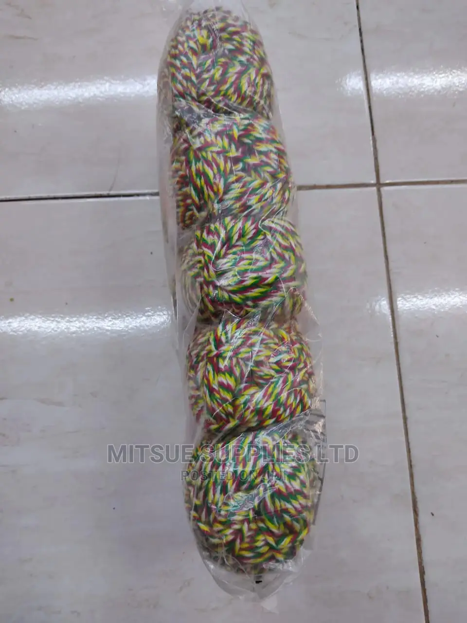 5 White, Yellow, Green Red Rainbow Yarns