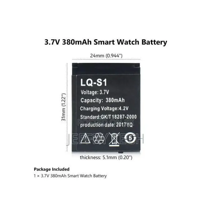 Generic LQ-S1 Rechargeable Battery for Smart Watch 380 Mah