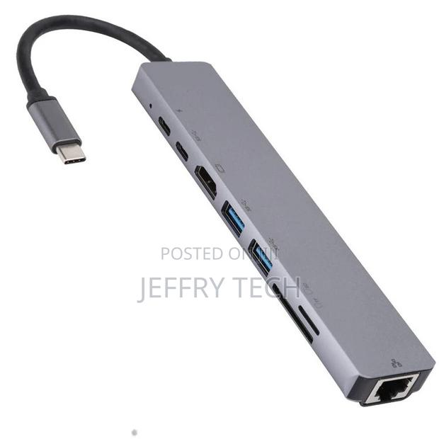High Quality 8 in 1 Multiport Type C to Hd-Mi + VGA + LAN Po