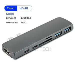 7 in 1 USB-C Hub Dual Type-C Aluminum Card Reader Adapter 4K