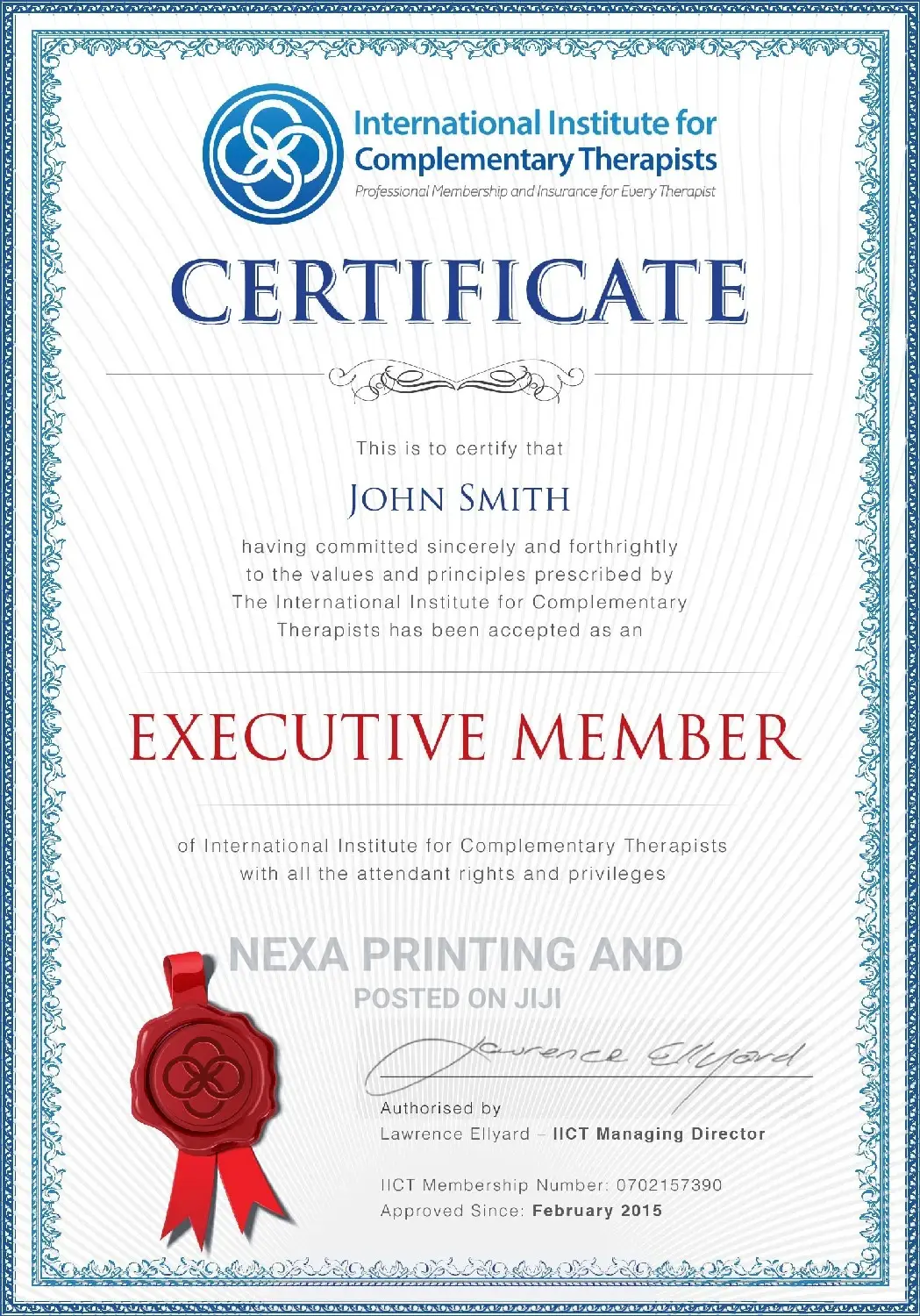 Certificate of Membership