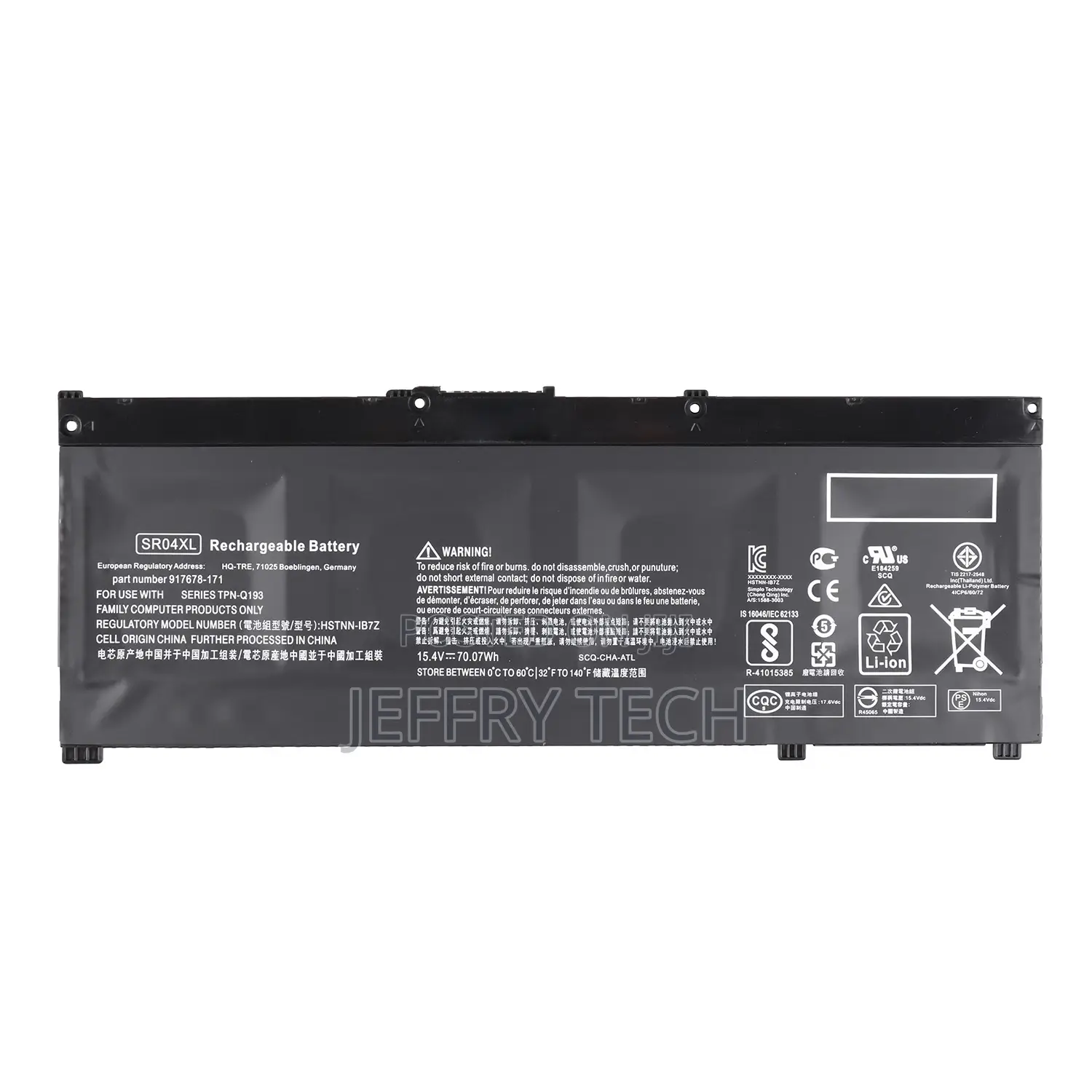 Replacement Laptop Battery Sr04xl 15.4v 70.07wh for Hp 15-Ce