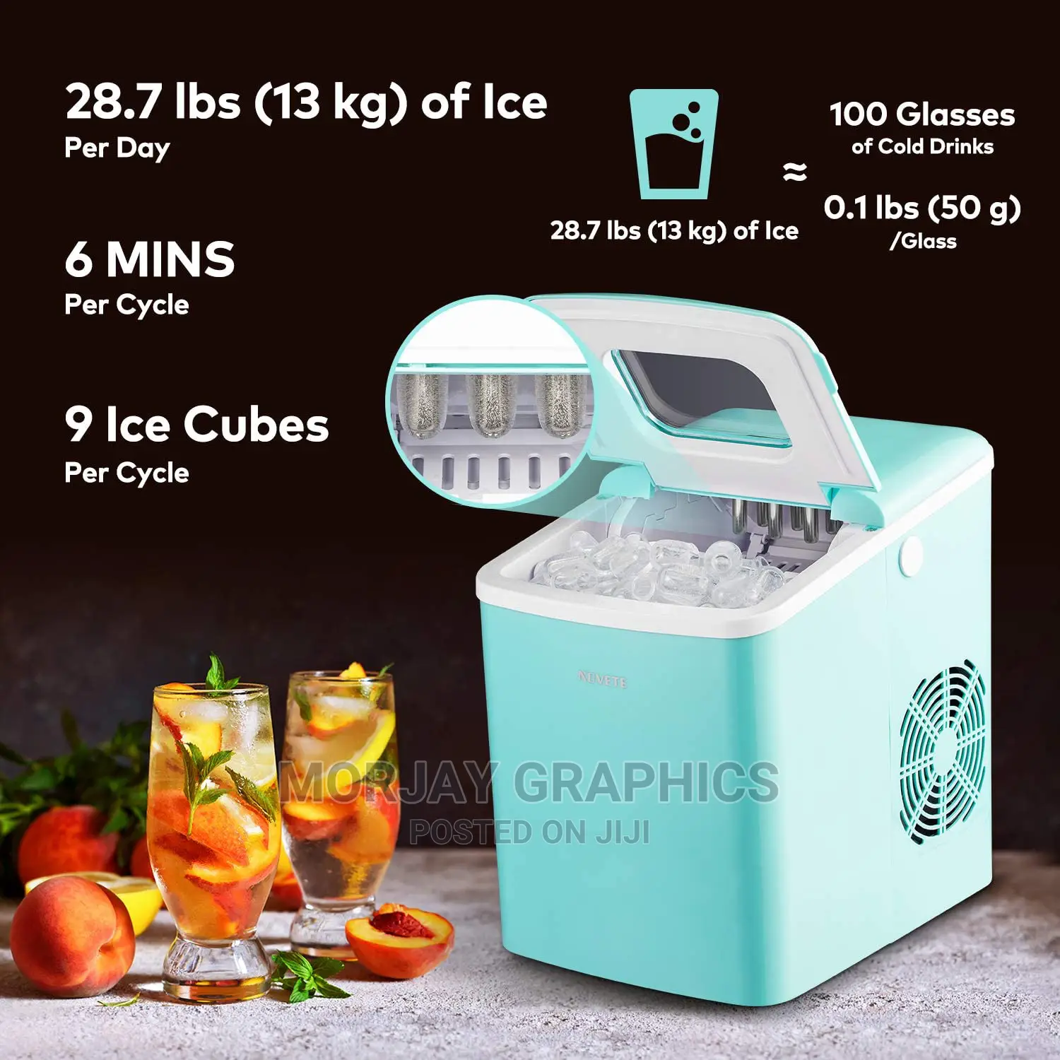 Ice Maker Machine for Countertop, 9 Cubes