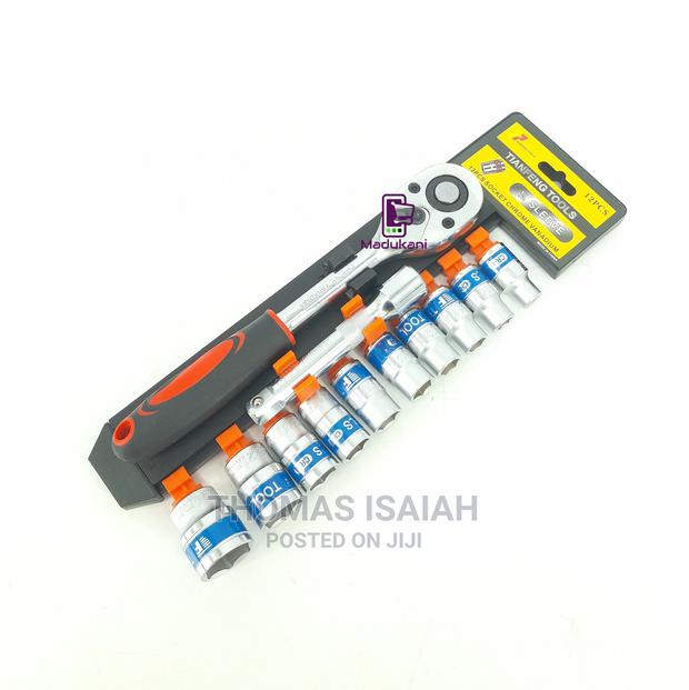 12pcs Socket Wrench Box Spanner Set With Ratchet Handle 5 In - thumbnail 4