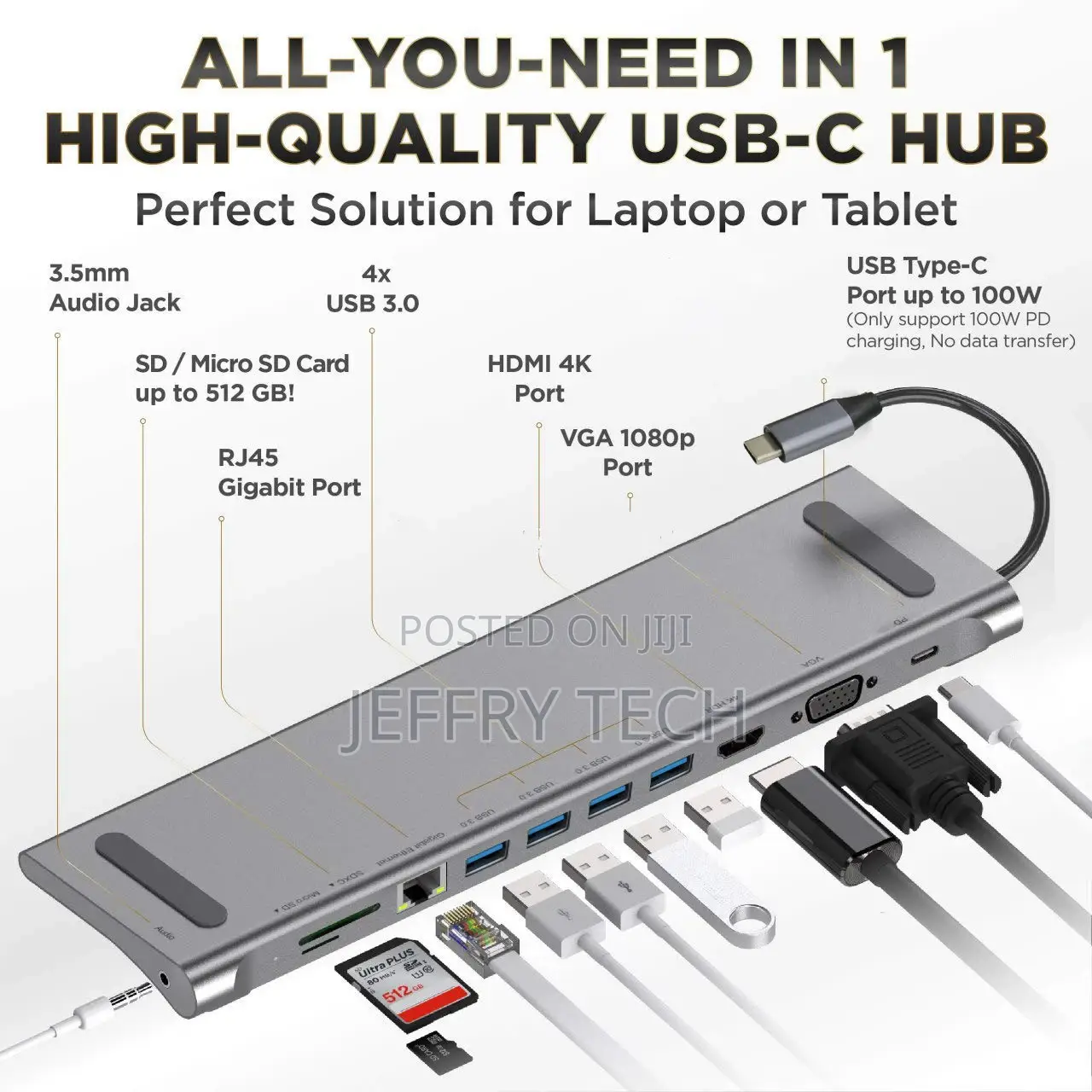 HKK - Multi Function 11 in 1 USB C HUB to 87W PD Charging ,