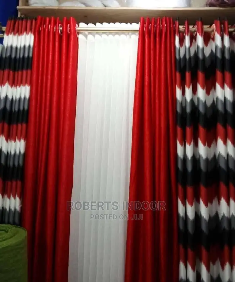 Print Red and Black Curtain