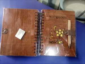Wooden Cover Spiral Journal Notebooks, 72 Sheets + Pen