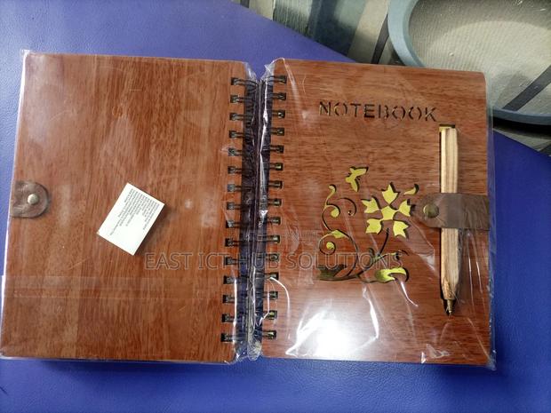 Wooden Cover Spiral Journal Notebooks, 72 Sheets + Pen