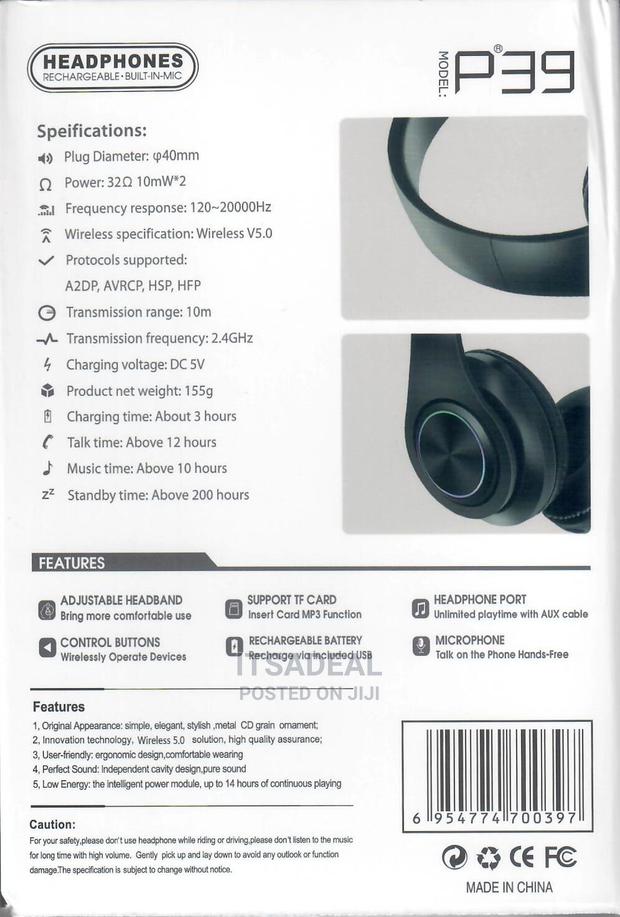 P39M Cats Ear Bluetooth 5.0 Wireless Headset Headphone - thumbnail 2