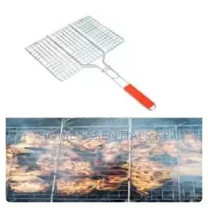 BBQ Berbecue Stainless Steel Mesh Handle Wooden Size15x 30cm