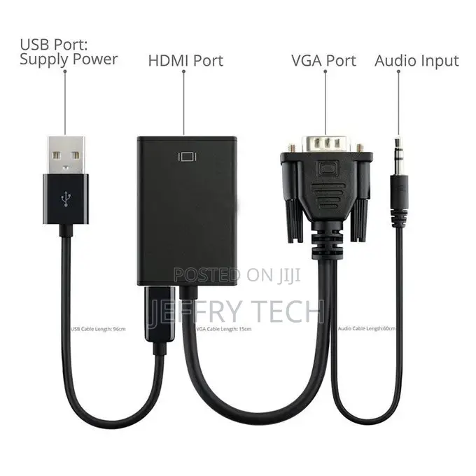 Generic VGA to HDMI Cable Converter Adapter With Audio