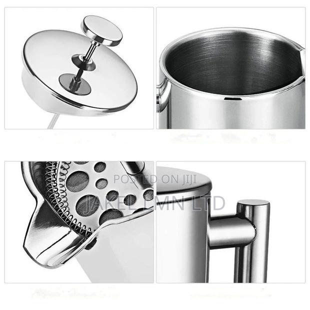 Coffee 1 Litre Double Wall Stainless Steel Mirror French Pre - thumbnail 8