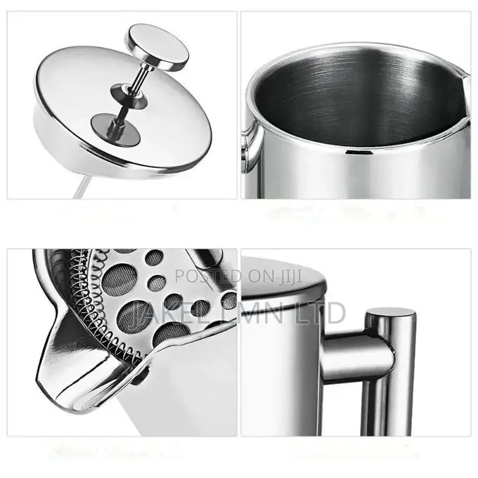 Coffee 1 Litre Double Wall Stainless Steel Mirror French Pre