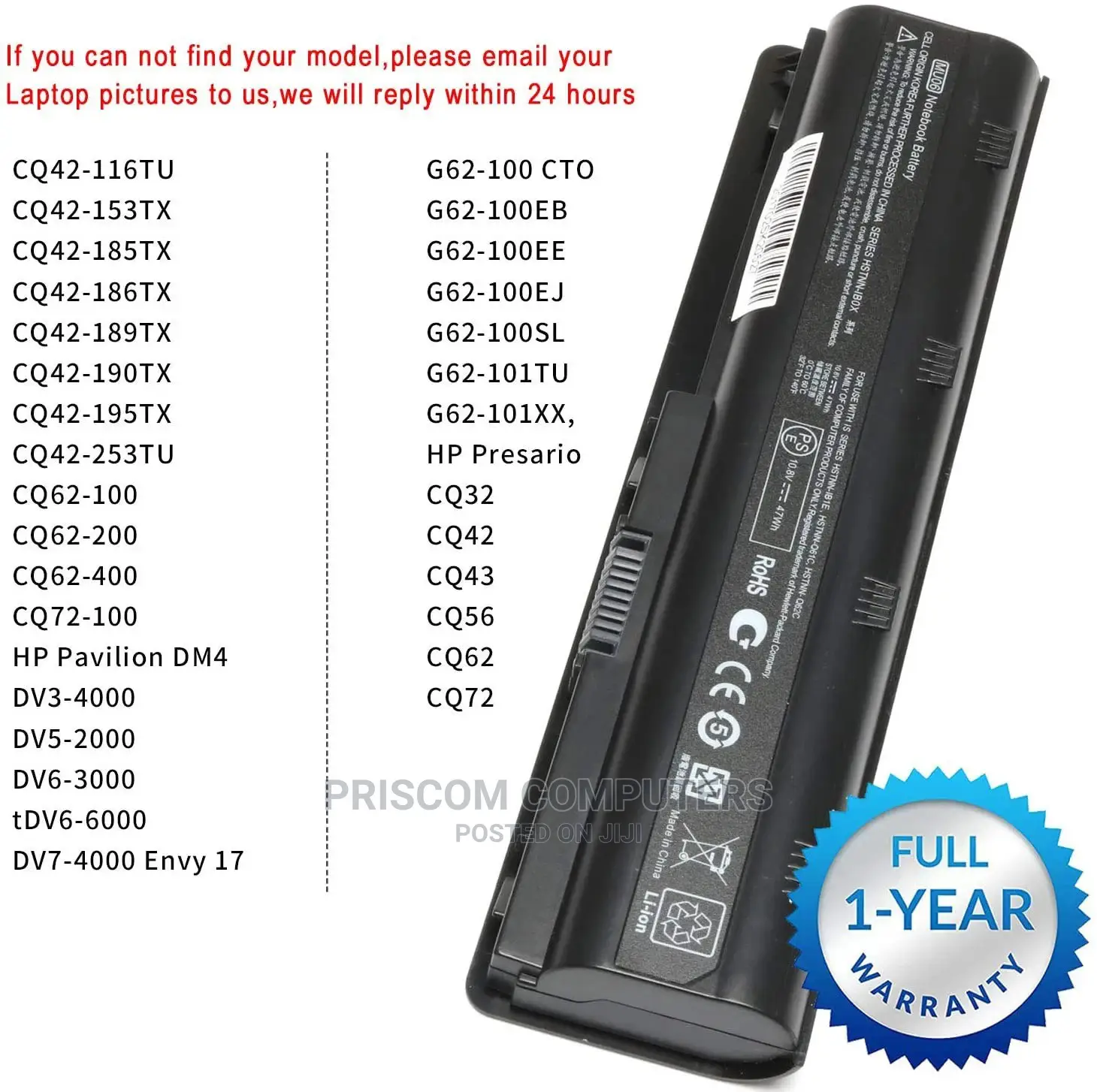 Battery Mu06 for HP Compaq Presario Cq42 Cq57 Cq72 Cq56 Dm4