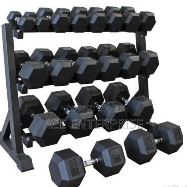 10kgs Hexagon Dumbbell Coated With Rubber - thumbnail 2